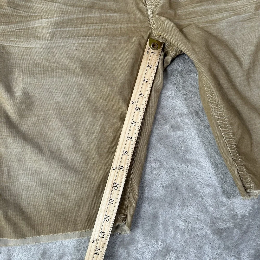 True Religion Ricky Jean Short Men 40 Tan Corduroy Frayed Flap Pocket Jorts Y2K